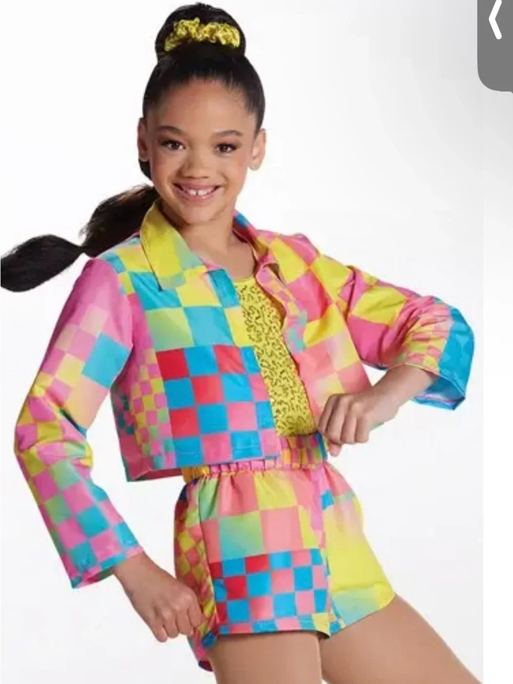 Kids Colorblock Sequin Dance Costume - Yellow, Pink, Blue